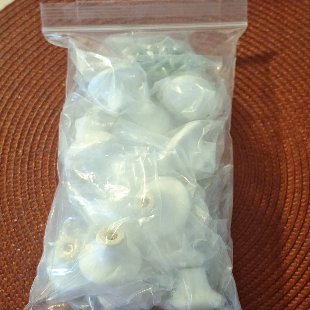 14 Round White Cabinet Pull Handles